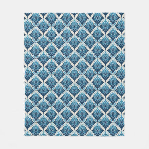 Manta Polar Elegante patrón floral de Boho en azul