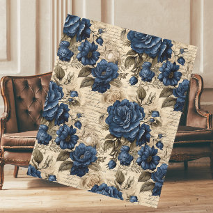 Manta Polar Elegante patrón floral de Rosas azules