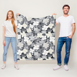 Manta Polar Elegante patrón floral gris neutro