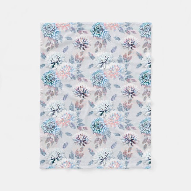 Manta Polar Elegante patrón floral retro.  (Anverso)