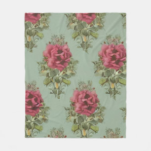 Manta Polar Elegante Patrón Rojo Victoriano