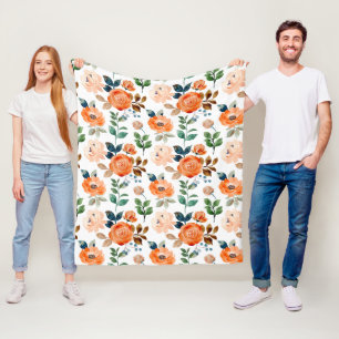 Manta Polar Elegante patrón sin fisuras de flores de acuarela