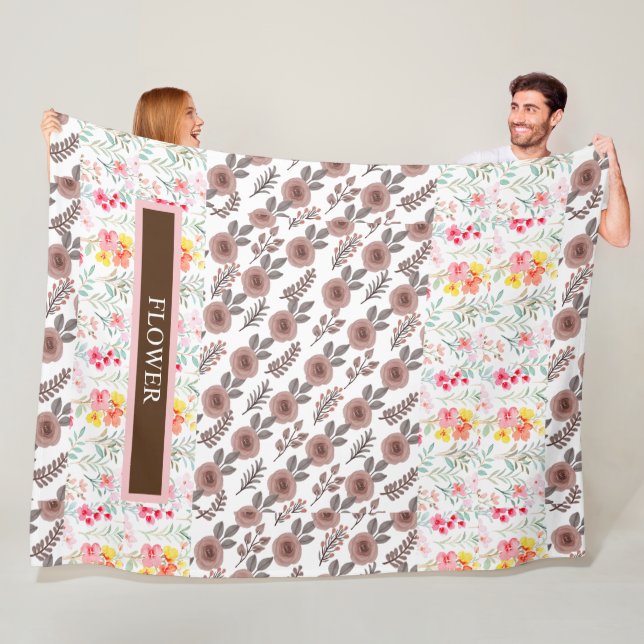 Manta Polar Elegante Personalizar de acuarela de flores (In situ)