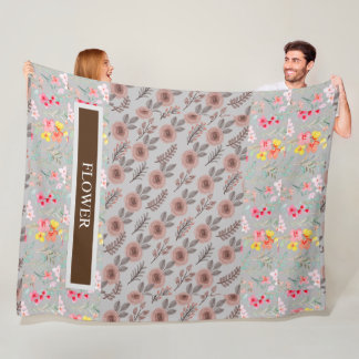 Manta Polar Elegante Personalizar de acuarela de flores