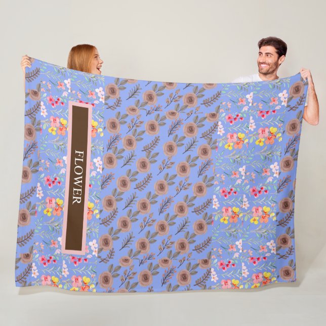 Manta Polar Elegante Personalizar de acuarela de flores (In situ)