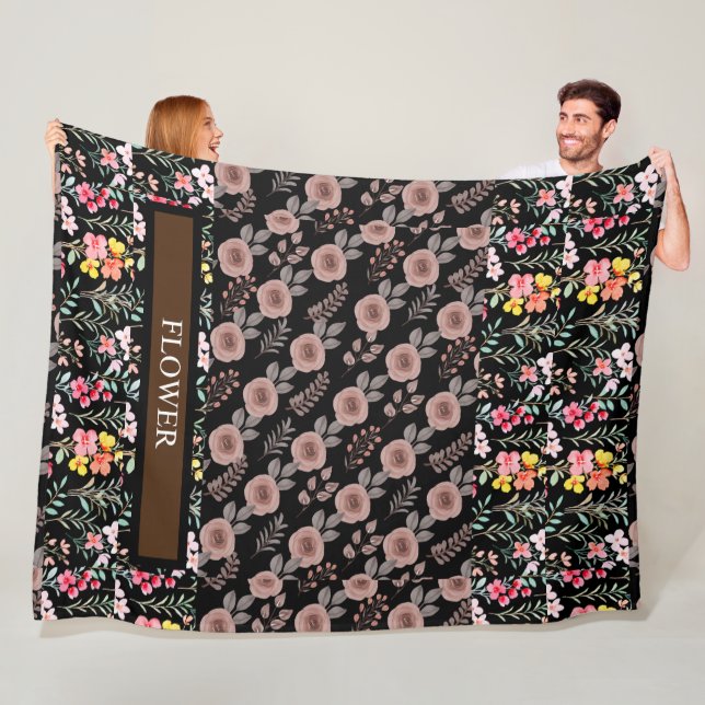 Manta Polar Elegante Personalizar de acuarela de flores (In situ)