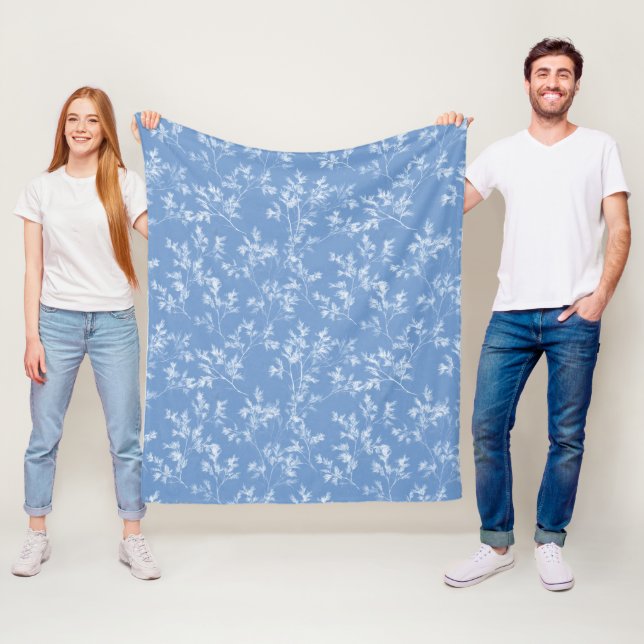 Manta Polar Elegante Polvo Azul Invierno Escarcha Botánico (In situ)