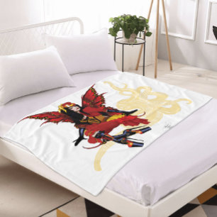 Manta Polar Elegante Pulpo Hada Victoriano Steampunk Rojo