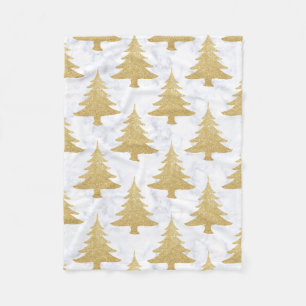 Manta Polar Elegante Purpurina dorado y árbol de Navidad de m