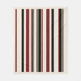 Manta Polar Elegante rayado negro rojo crema