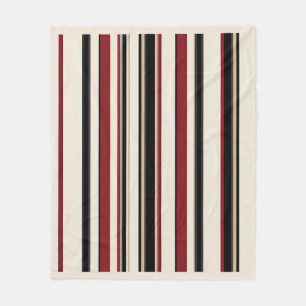 Manta Polar Elegante rayado negro rojo crema