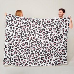 Manta Polar Elegante Rosa de oro Leopardo negro de impresión a