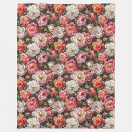 Manta Polar Elegante Rosa grande florece flamante