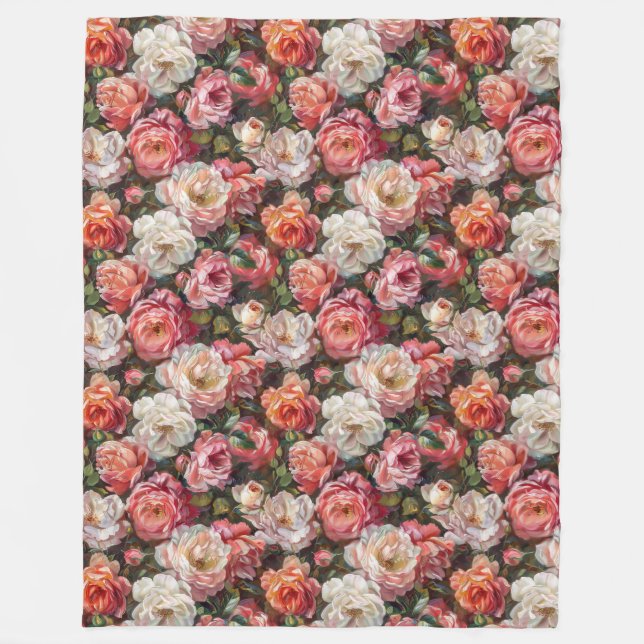 Manta Polar Elegante Rosa grande florece flamante (Anverso)