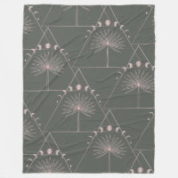 Elegante Rosa Oro Gris Palm Leaf Moon Fases Arte