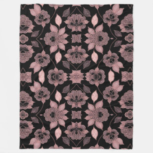 Manta Polar Elegante rosa sobre encaje negro de estilo vintage