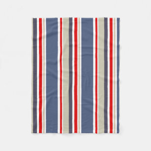 Manta Polar Elegante Sailor Rayado Rojo Azul Gris Blanco