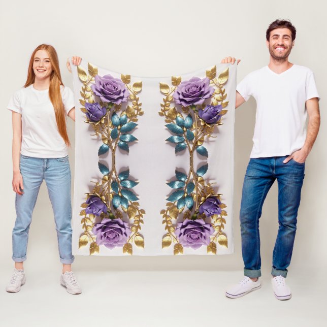 Manta Polar Elegante símbolo Rosa Diseño Arte floral inmaduro (In situ)