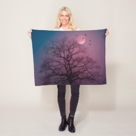Manta Polar Elegante Spooky Halloween Theme Tree Moon Artwork