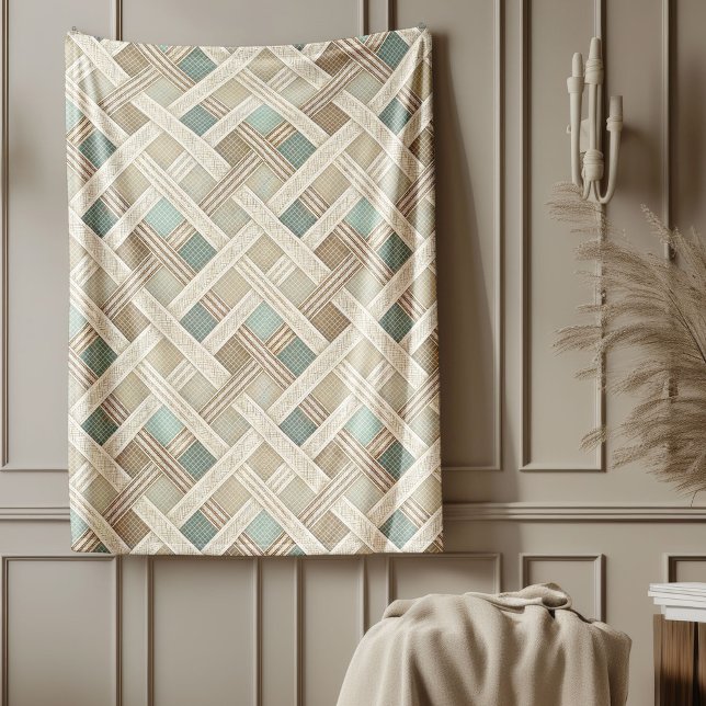 Manta Polar Elegante Suave Neutral Geométrica Comodidad Marrón (Stylish Soft Neutral Geometric Comfort ivory brown Fleece Blanket)