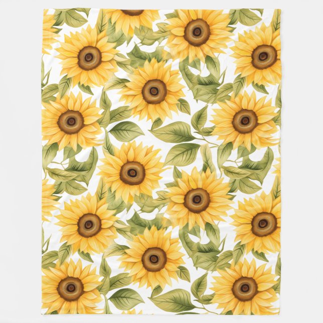 Manta Polar Elegante Sunflower acuarela (Anverso)