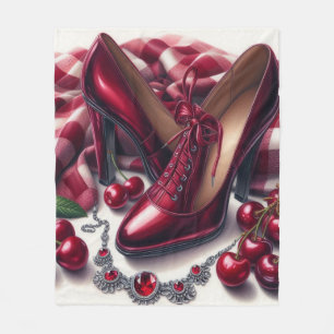 Manta Polar Elegante tacones rojos altos con cereza
