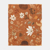 Elegante Terra Cota Pumpkin Autumn Floral Pattern
