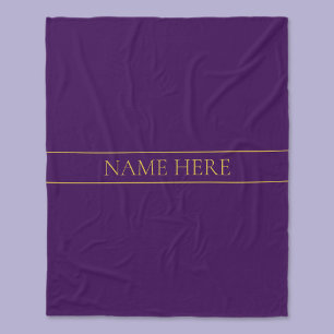 Manta Polar Elegante Texto Personalizable Oro & Púrpura Inte