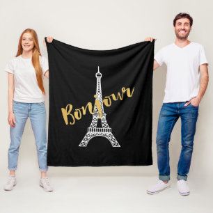 Manta Polar Elegante Torre Eiffel Bonjour