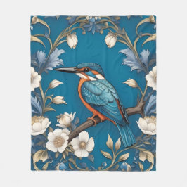 Manta Polar Elegante Turquoise Kingfisher Bird Floral