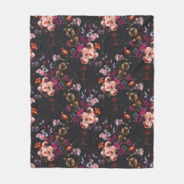 Manta Polar Elegante vintage oscuro floral burgundy melancólic