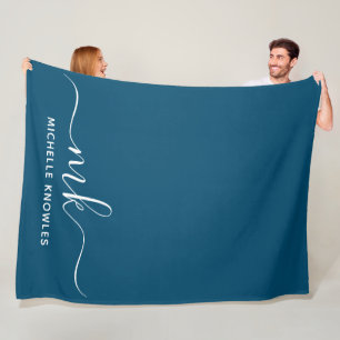 Manta Polar Elegante y elegante Monograma y Nombre Minimalista