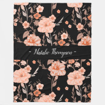 Elegante y estiloso patrón floral monograma negro