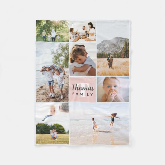Manta Polar Elegante y moderno Collage de fotos de la familia  (Anverso)