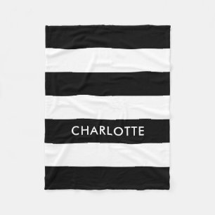 Manta Polar Elegante y personalizado de lujo raya blanca y neg