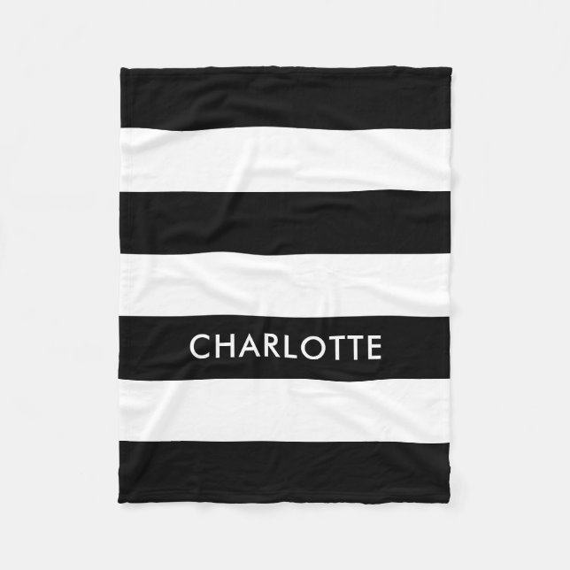 Manta Polar Elegante y personalizado de lujo raya blanca y neg (Anverso)