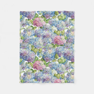 Manta Polar Elegantes hidráneas rosas azules en floral floral