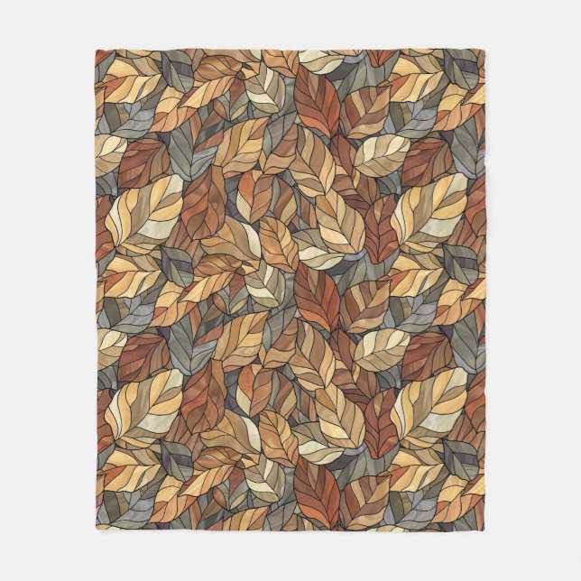 Manta Polar Elegantes hojas de otoño de vidrio manchado - otoñ (Anverso)