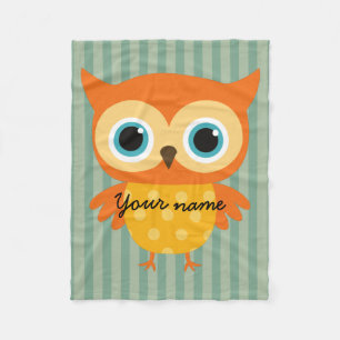 Manta Polar Elegantes líneas verdes de búho amarillo personali