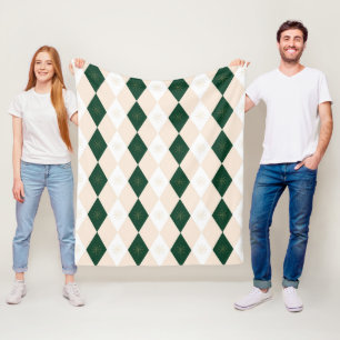 Manta Polar Elegantes Navidades Harlequin Pattern con copo de