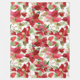 Manta Polar Elegantes Navidades Holiday Poinsettia Pine Cone