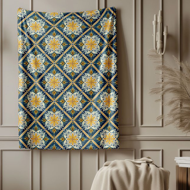 Manta Polar Elegantes patrones mediterráneos de inspiración co (Elegant Mediterranean Coastal-Inspired Patterns Fleece Blanket)
