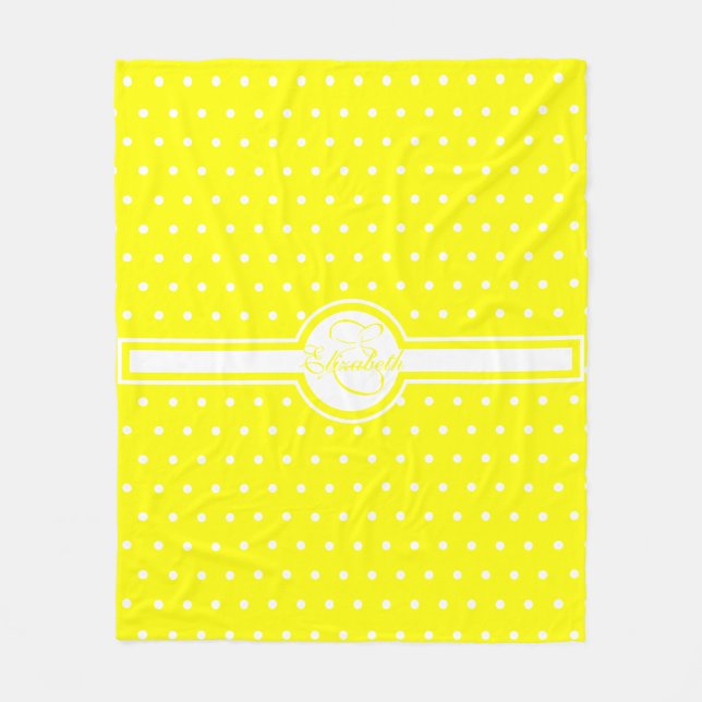 Manta Polar Elegantes puntos de Polka Blanco en el monograma a (Anverso)