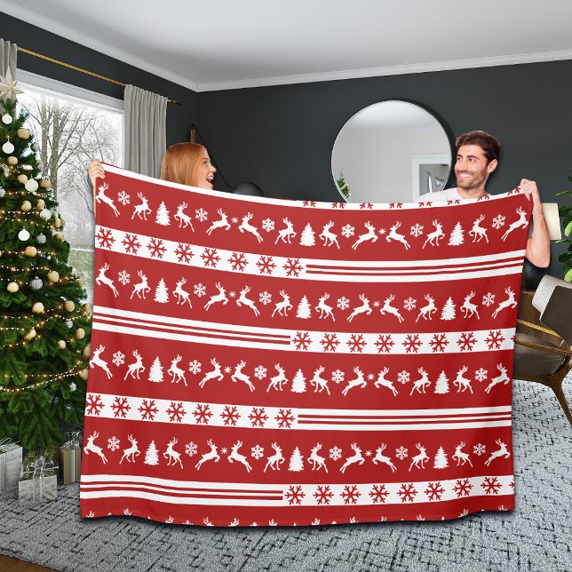 Manta Polar Elegantes renos Copos de nieve líneas grandes (Subido por el creador)