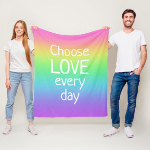 Manta Polar Elegir amor todos los días flor arco iris