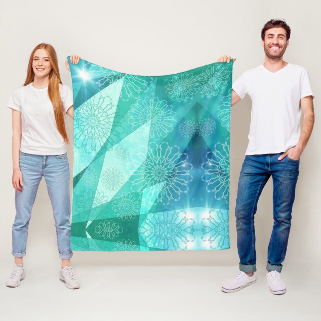 Manta Polar Elelegante blueArtistic mandala Fleece Blanket (In situ)