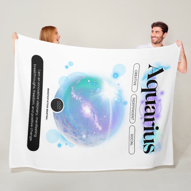 Manta Polar Elemento Aire De Cita De Rótulo Zodiaco Moderno (In situ)