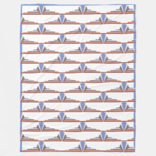 Manta Polar Elementos Art Decó en oro y azul rosa