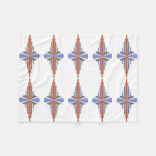 Manta Polar Elementos Art Decó en oro y azul rosa