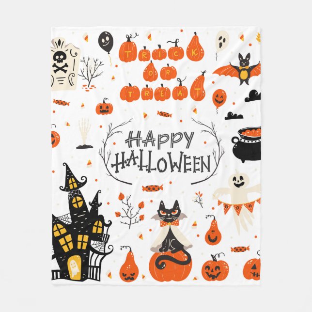 Manta Polar Elementos de diseño de Halloween. Clases de Hallow (Anverso)